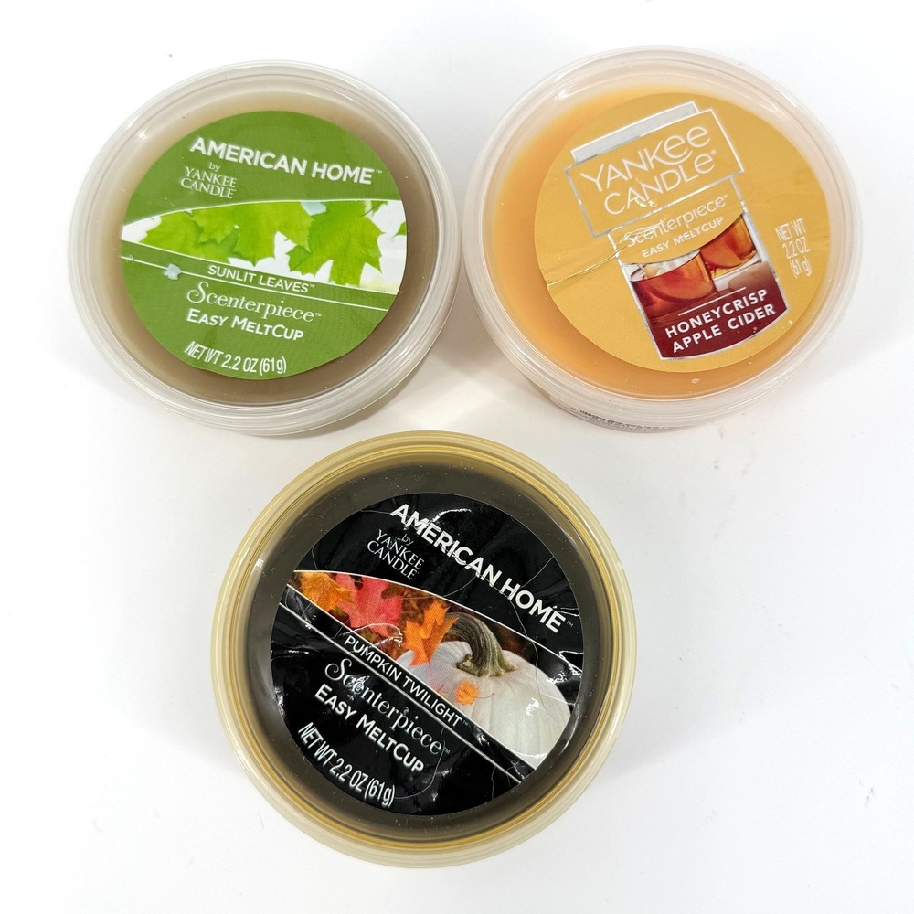 NEW Yankee Candle Scenterpiece MeltCup 3 LOT Apple Cider Pumpkin Sunlit Leaves